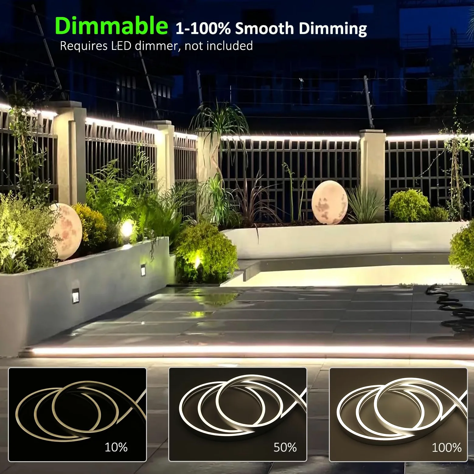 JOYLIT 24V Neon Striscia LED 5M 6000K Bianco Freddo, 6x12MM Flessibile Neon LED Strisce Silicone CRI 90+ IP67 Impermeabile Senza Punti Strip LED Per Cucina, Giardino (Alimentazione Non Inclusa)