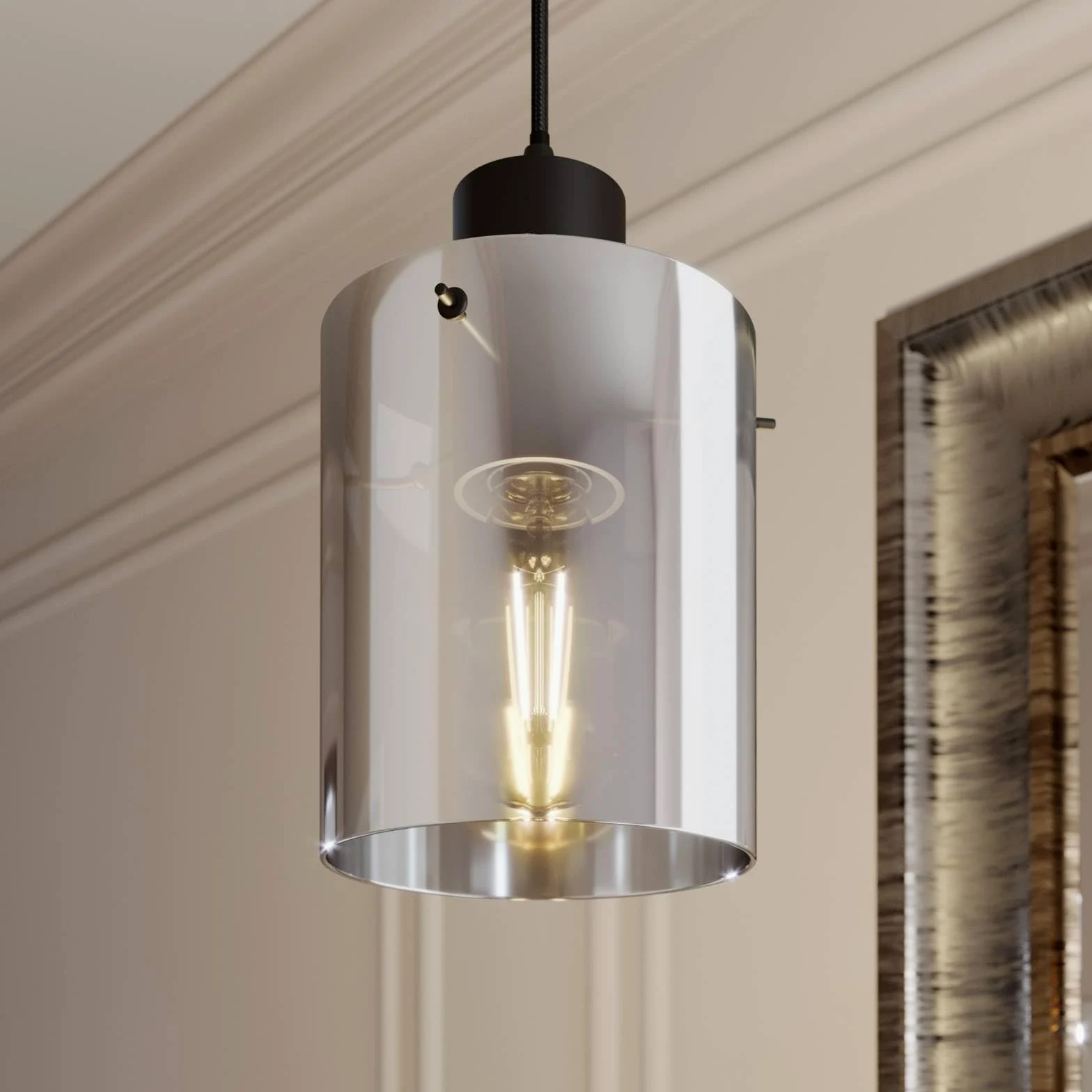 Lindby Lampada a sospensione dimmerabile (Moderno) colore Nero ad es. Soggiorno & Sala da pranzo lampada in vetro, per tavolo