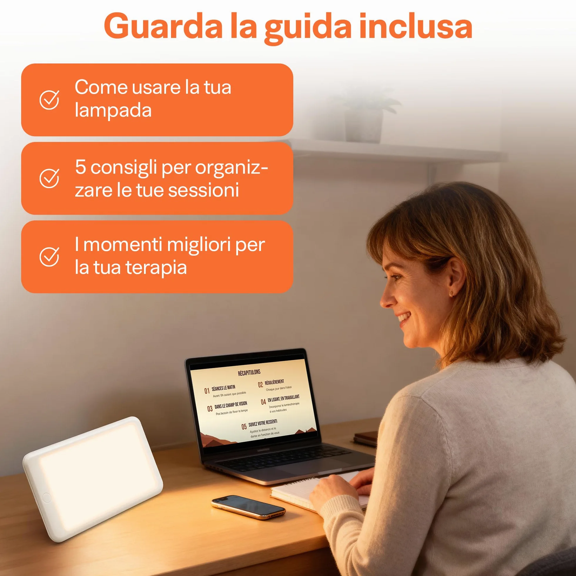 Top Life Lampada per Terapia della Luce 15000 lux - Dispositivo Potente per il Buon Umore - Regolabile a 3 Intensità (6 000, 10 000, 15 000)