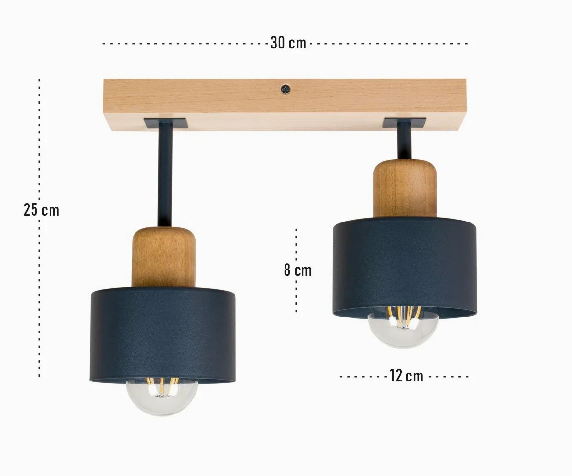Lampada A Sospensione 2 Luci Lampada Da Soffitto LED Lampadario In Legno E Metallo Compatibile Con E27 Per Soggiorno Camera Da Letto Cucina AN30x7BU