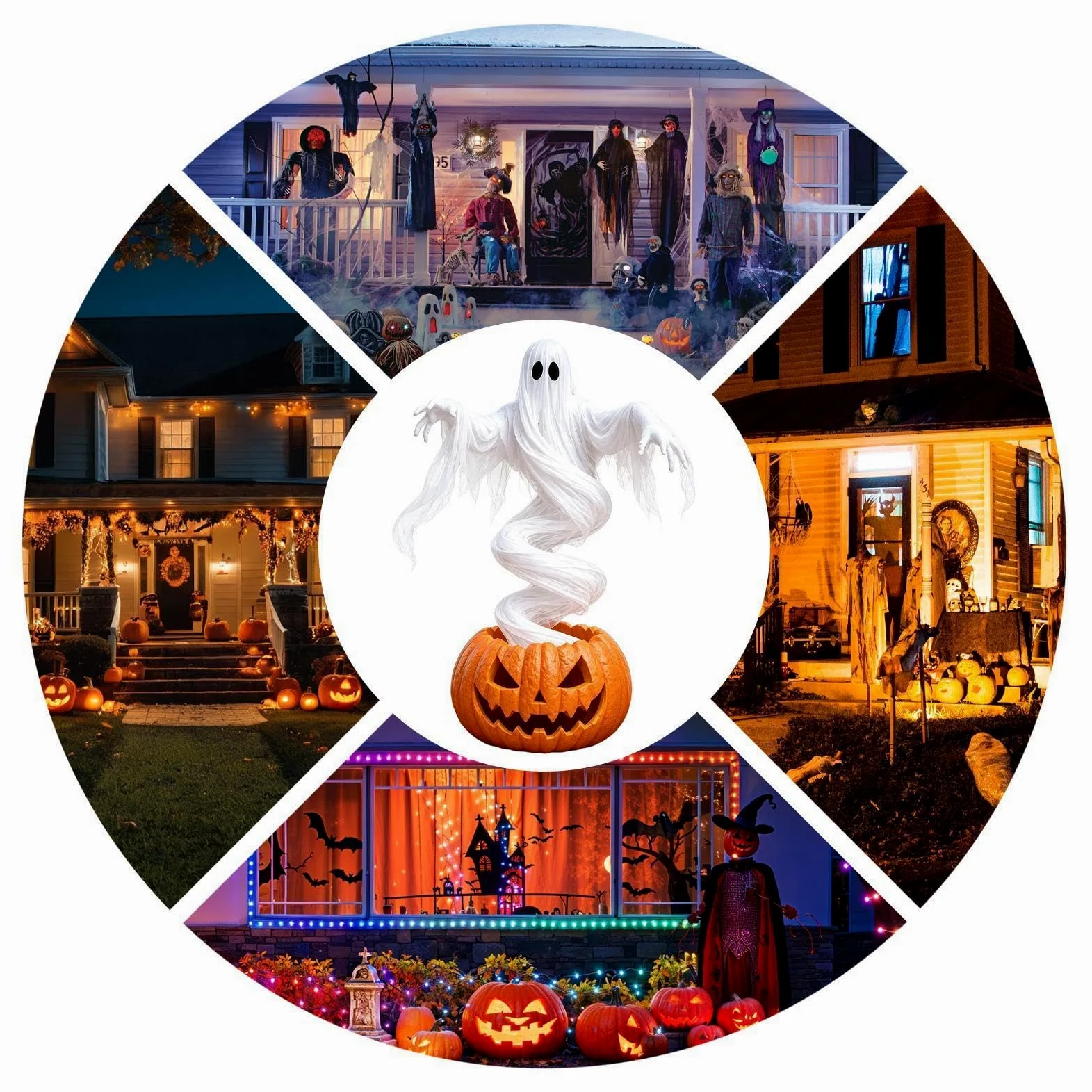 Decorazioni fantasma di Halloween vorticoso portico puntello con luce