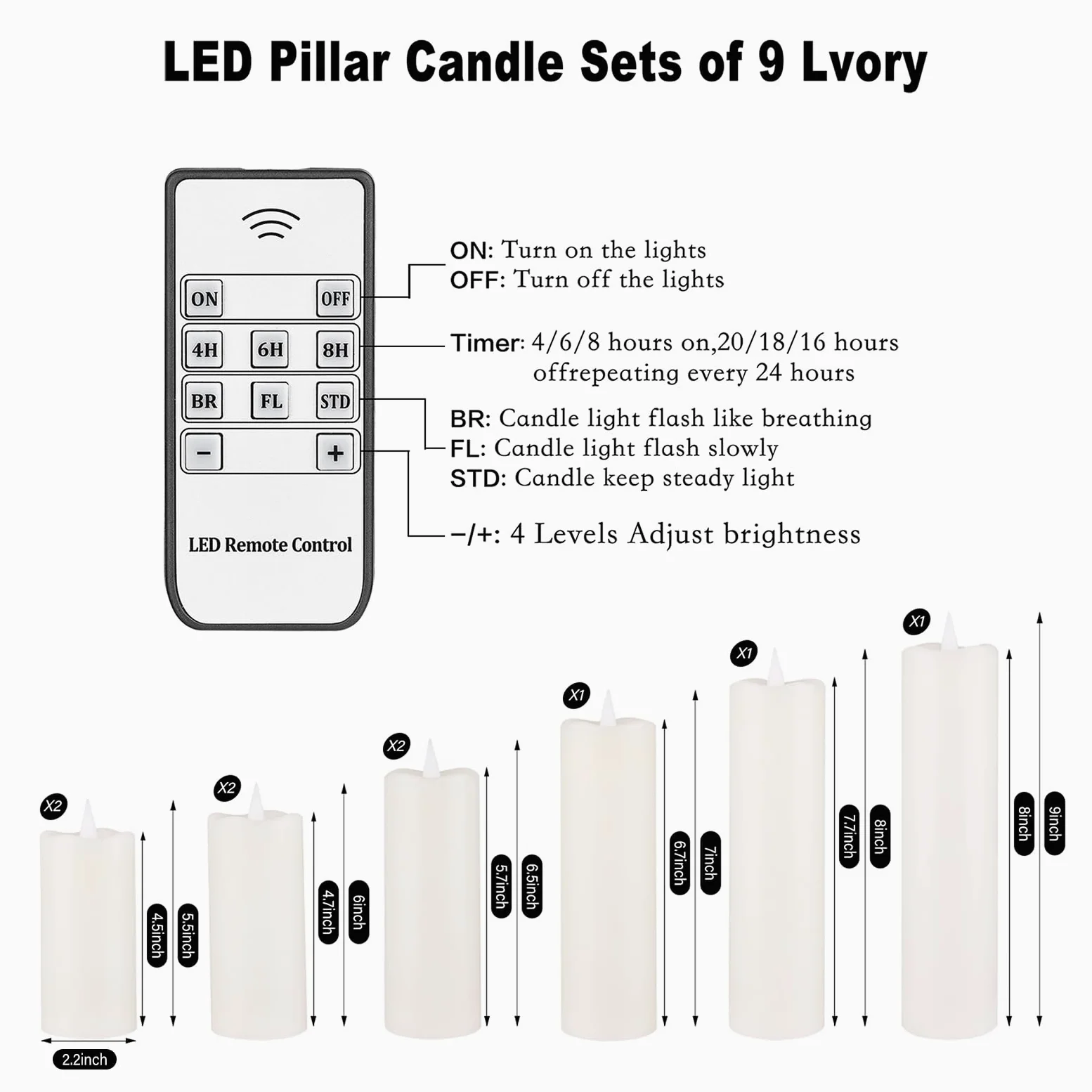 Candele ricaricabili senza fiamma con telecomando e timer, confezione da 9 candele LED tremolanti USB rivestite con vera cera per Halloween, Natale, casa, matrimoni e festività (sei