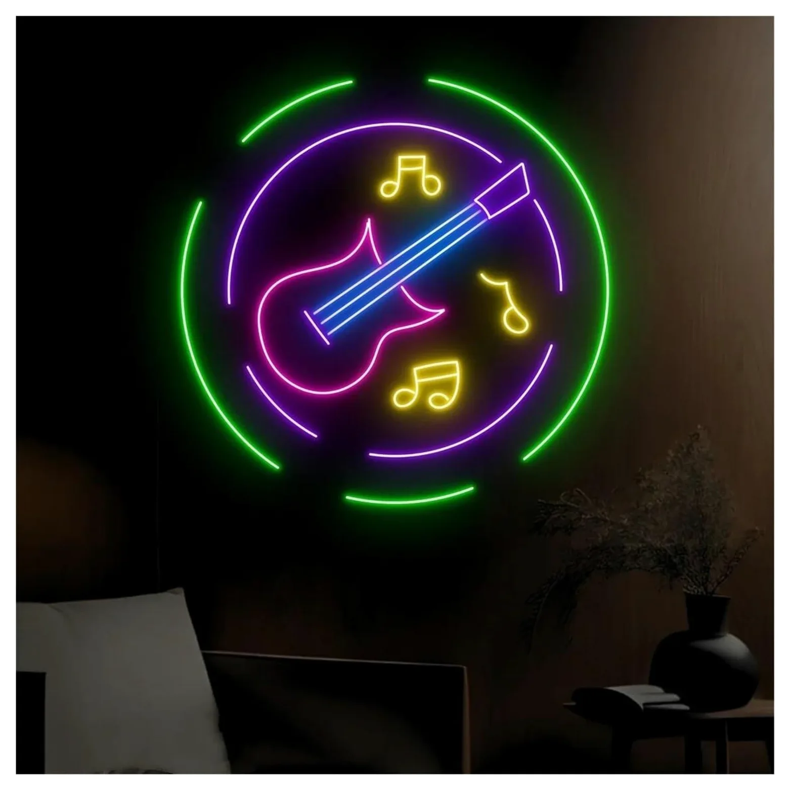 Luci al Neon Da Parete Insegna Al Neon Per Musica Per Chitarra Per Esibizioni Musicali Decorazioni Per Negozio Di Chitarre, Studio Musicale, Lampade Decorative Da Parete,45cm