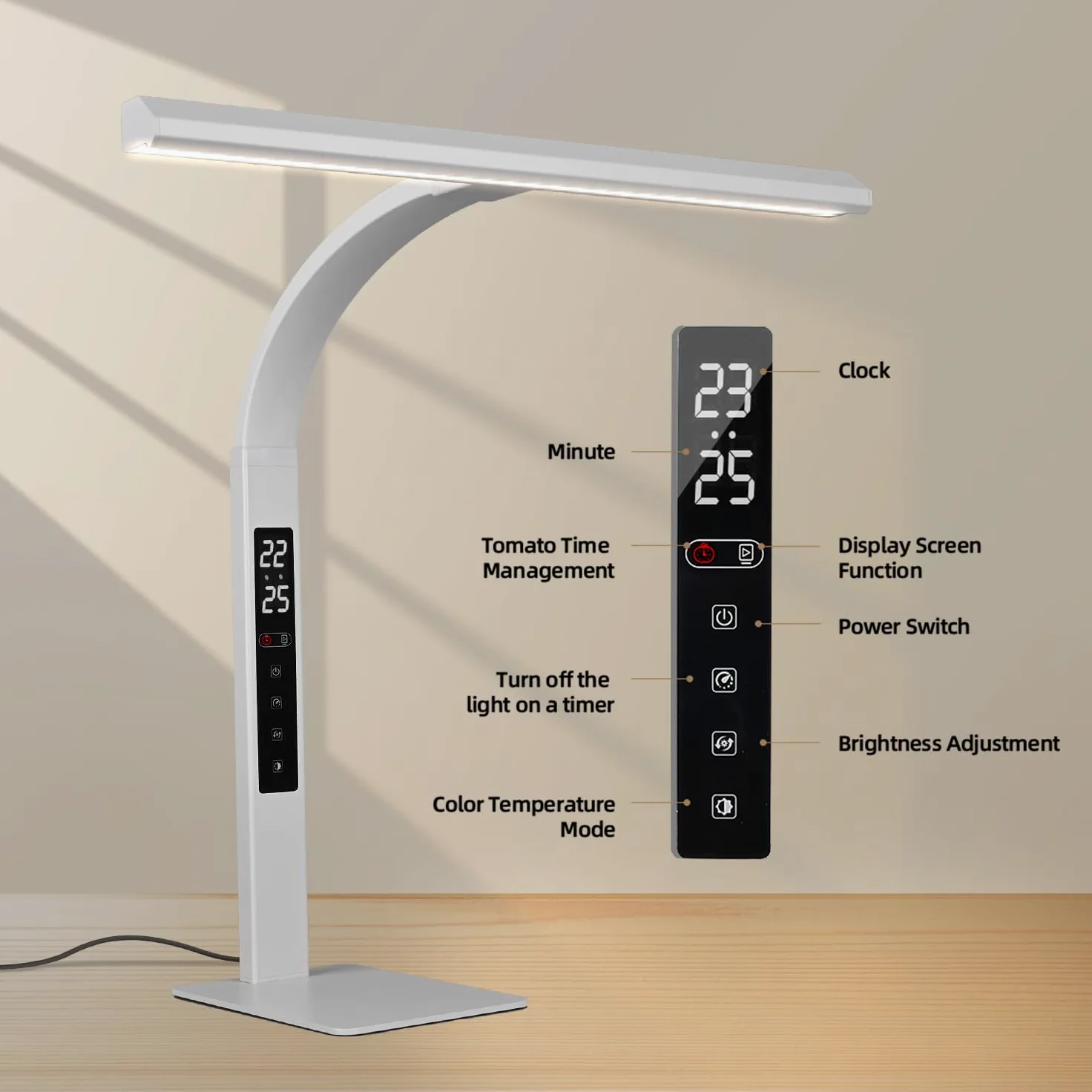 Lampada da scrivania a LED per ufficio domestico, luce da lavoro per computer architetto, temperatura di colore touch dimmerabile e tubo flessibile regolabile a collo d'oca. lampada da scrivania con