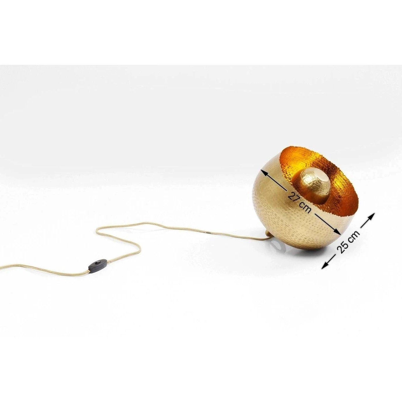 Kare Design Lampada Da Pavimento Apollon, Oro, Ø28Cm, Piantana Color Oro Opaco, Lunghezza Filo 200Cm, Superficie Martellata, Lampadina Non Inclusa