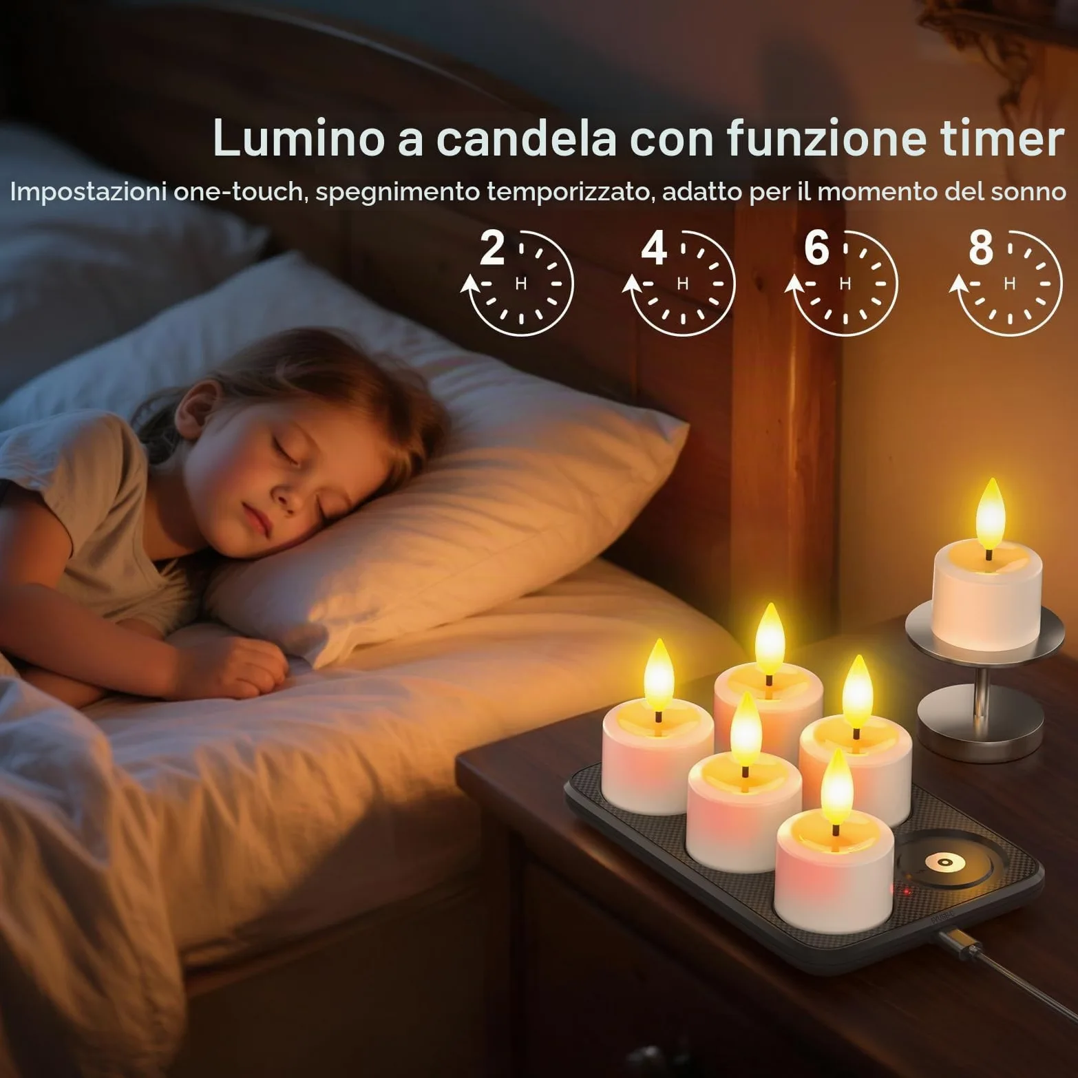 PChero Candele da tè ricaricabili con stazione magnetica, confezione da 6 candele elettriche senza fiamma a LED tremolanti con timer remoto per esterni, impermeabili, per casa, camera, bagno, giardino