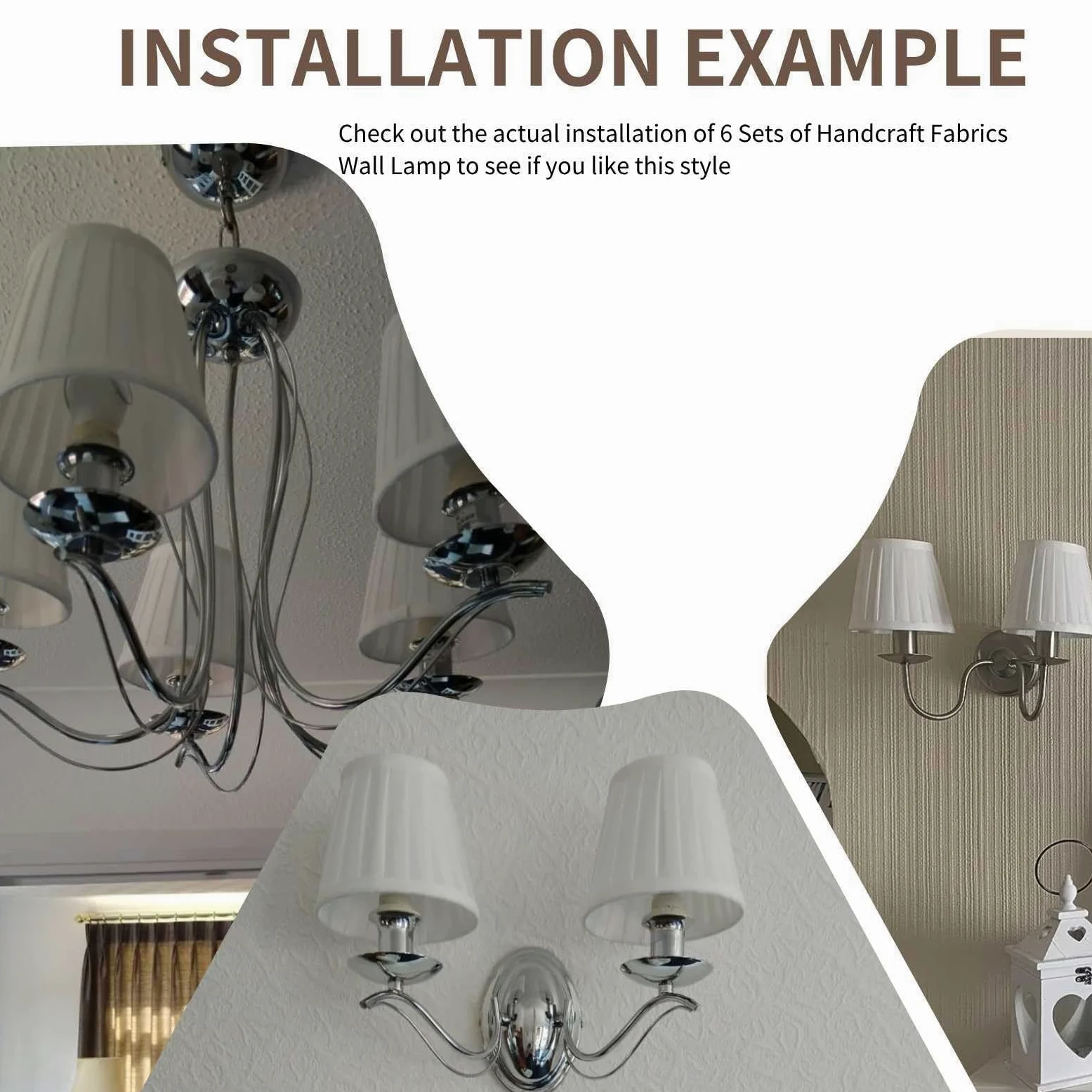 Paralume in Tessuto, Set di 6 Paralume per Lampadario a Barilotto Plissettato, Paralume Piccolo per Lampadine E14, moderna copertura della luce del pendente per Tavolo Lampada Da Parete
