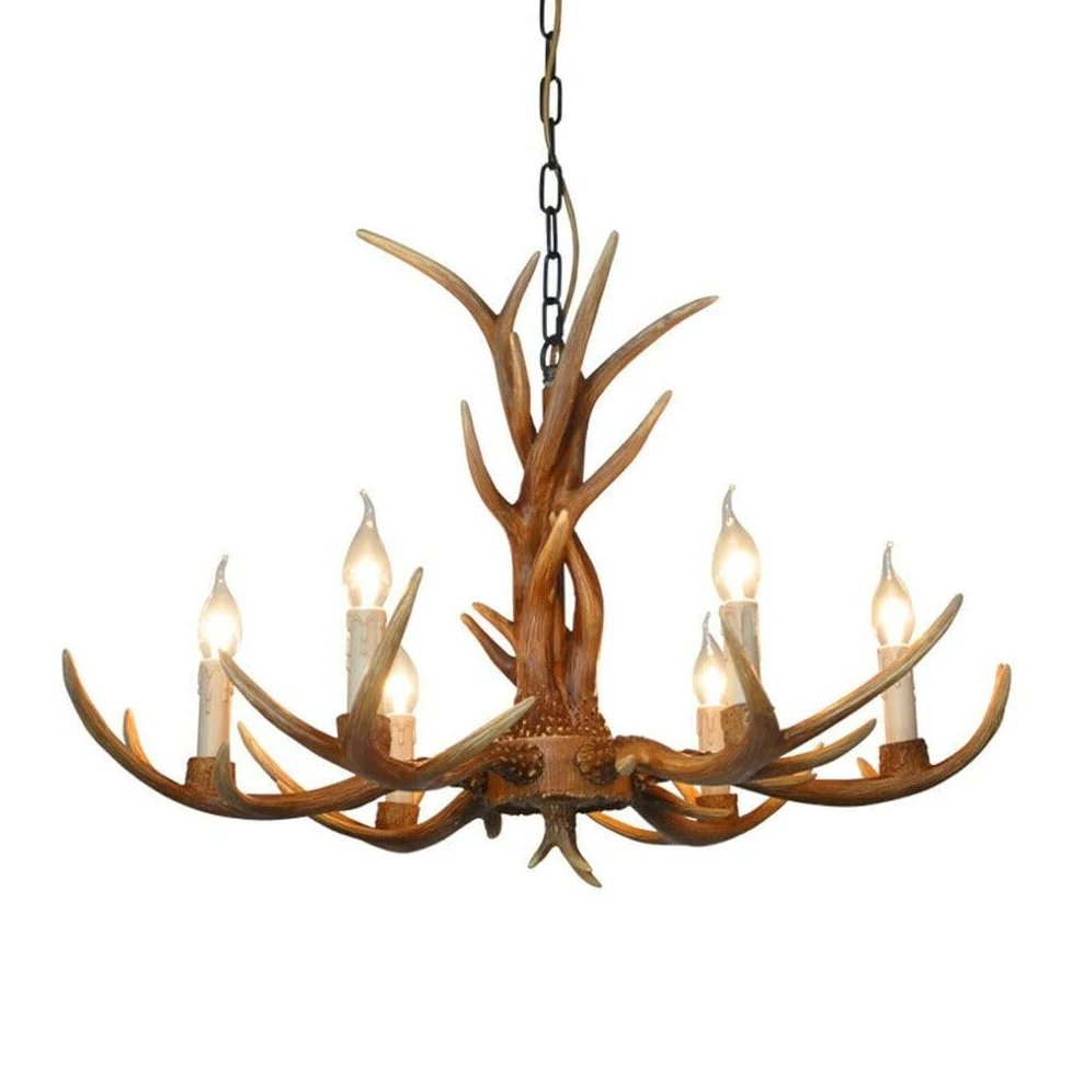 Lampada da Soffitto in Stile Retrò - Lampadario in Resina Con Corna di Cervo - Lampada a Sospensione a Forma di Martello