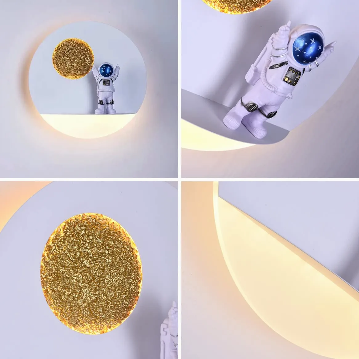 Lampada da parete LED Bambini con Telecomando, 12W Moderna Applique da Parete Astronauta Lampada da Comodino Cameretta Bambini per Ragazzi Ragazze Camera da Letto Metallo Lampada a Muro (A2)