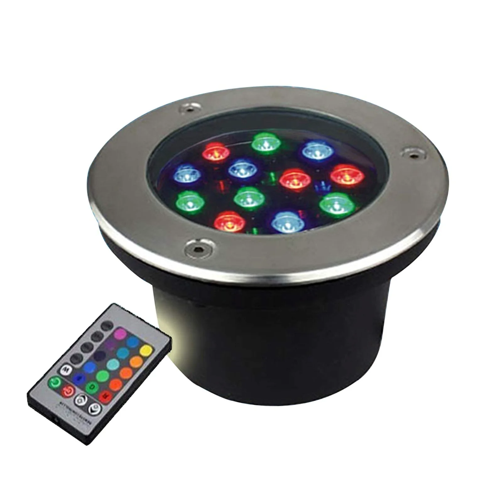 Faretto Subacqueo Incasso Faretti Piscina RGB con Telecomando IP68 Impermeabile Acciaio Inossidabile for Giardino, Piscina, Piscina, All'aperto (Colore : 220V, Misurare : 15W)
