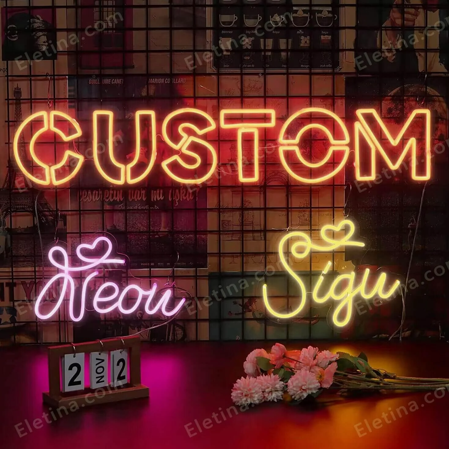 Real Neon Tubi Led Personalizzato Bianco Pianoforte Verticale Led Segno A Mano Lampada Insegne Al Neon Per La Decorazione Della Parete PVC 14"x17"