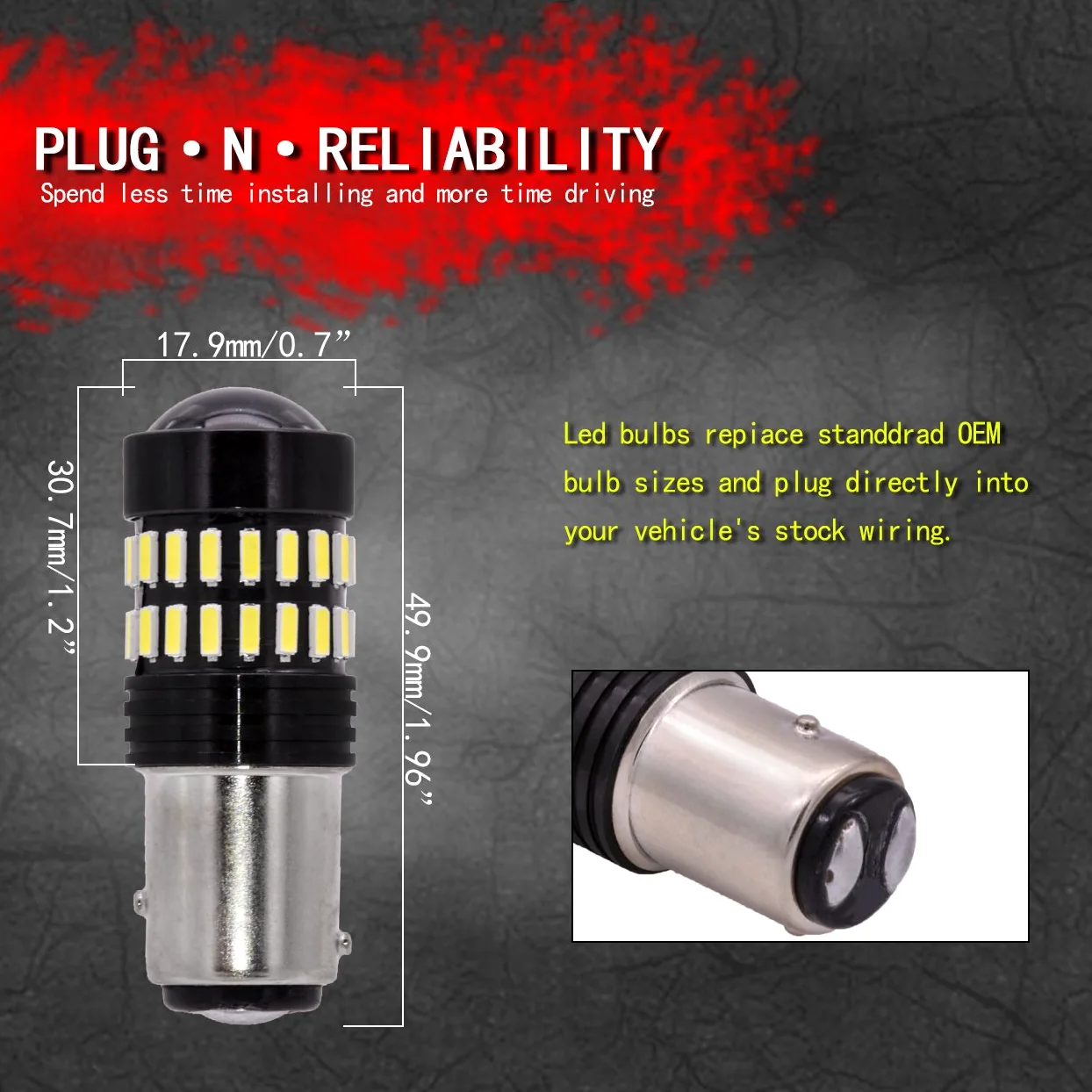 TUINCYN 1157 Lampadine a LED Luce di stop bianca BAY15D 1016 1034 1157A 4014-48SMD Chip Indicatori di direzione Fanale posteriore Luce di retromarcia 6500K (confezione da 10)