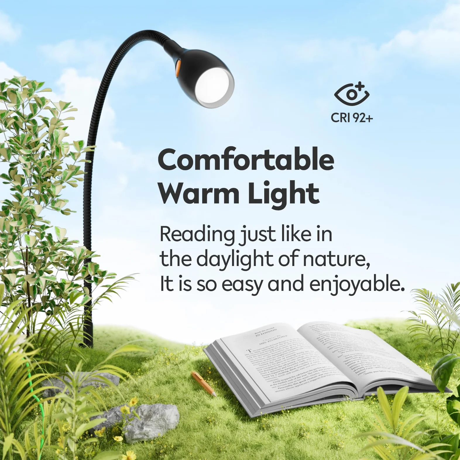 acegoo Lampada da lettura da parete, metallo luce da comodino libro dimmerabile 3000K/ambra, testa della lampada girevole, con interruttore flessibile collo d'oca nero (1 pack)