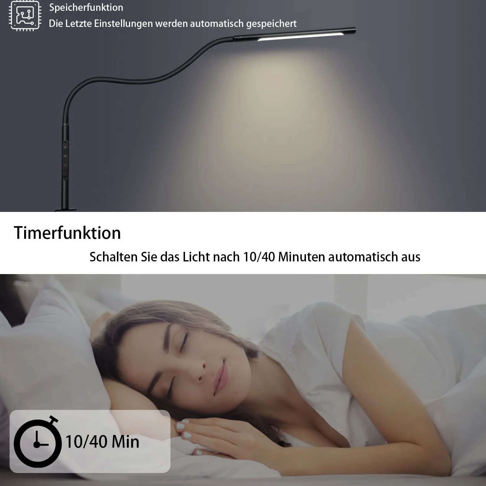 Lampada da Scrivania, LED Lampada da Scrivania 1000lm con Collo di Cigno Flessibile, Lampada a Braccio Oscillante da 12W Lampada con Morsetto per Luce da Scrivania Eye-Care per Ufficio