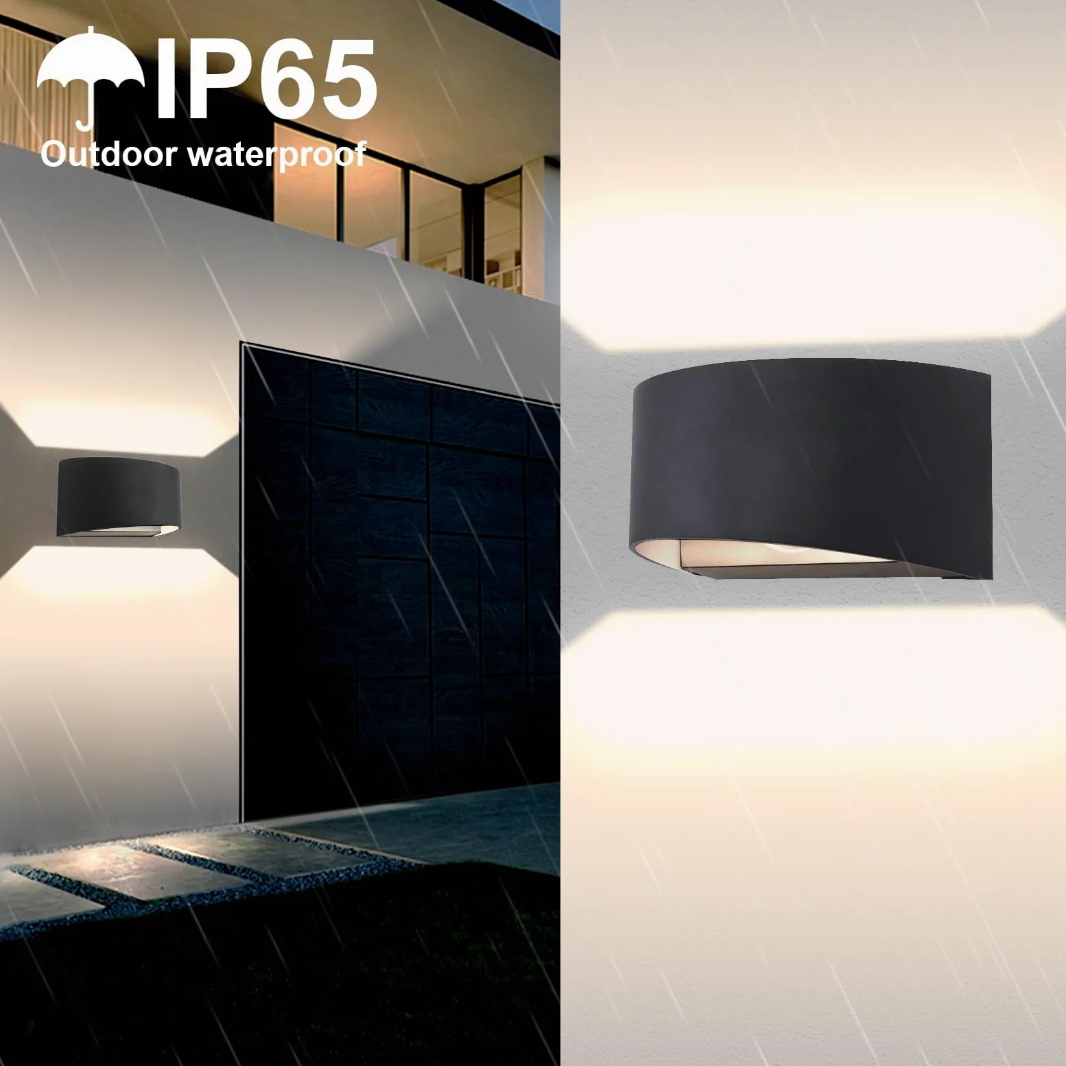 KICAAO 2 Pezzi Applique da Parete LED Moderno, Lampada da Parete Interno/Esterno con Lampadina G9 Sostituibile, 7W Luce Calda 3000K, Alluminio Nero Impermeabile IP65 per Ingresso Giardino