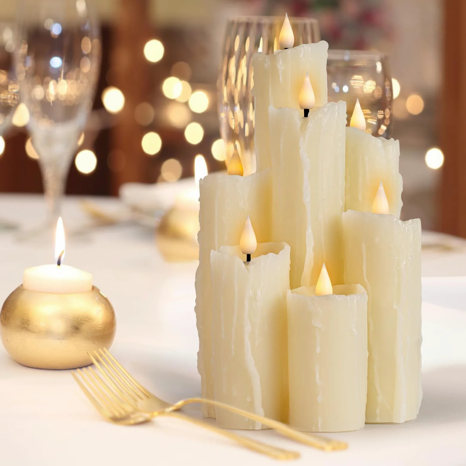 Candele a LED senza fiamma con funzione timer telecomando, candele a batteria, candele a LED avorio, design unico senza fiamma, vera cera