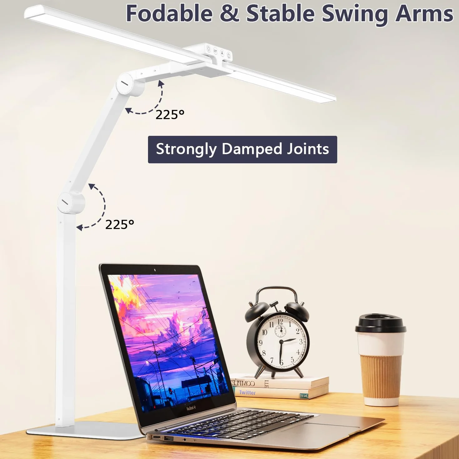 KableRika 24W Lampada da scrivania a LED per ufficio, lampada da scrivania a doppia testa con base, luce da scrivania di design dimmerabile, luce per monitor pc,lo studio e l'illuminazione di casa