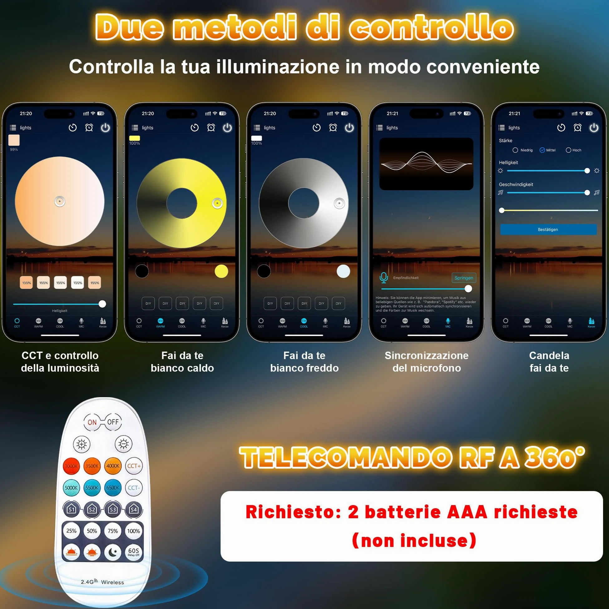 20M Striscia LED Esterno Impermeabile IP67, Luci Esterno LED Dimmerabile Bianca a Luce Calda, Strisce Adesive con Telecomando & APP, Striscia Impermeabile 24v per Cucina da Esterno, Gazebo