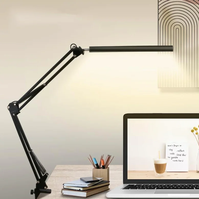 Ejoyous Lampada da Scrivania a LED con Morsetto Lampada da Scrivania con Braccio Oscillante in Metallo da Lettura USB a Braccio Lungo Pieghevole Illuminazione Morbida per la Cura degli Occhi per (#1)