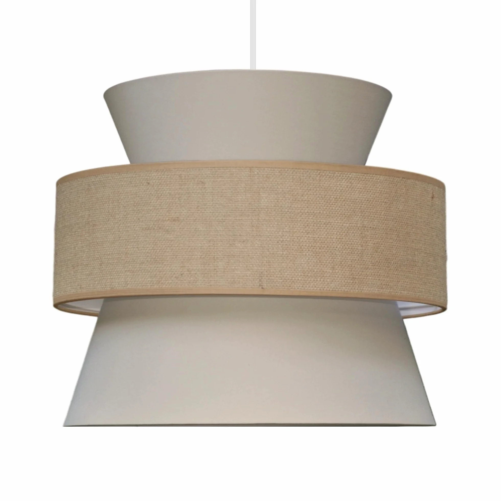 Lampada a sospensione BOHO 2xE27, diametro 38 cm, grande paralume in cotone e juta, per camera dei bambini, soggiorno, camera da letto, cucina, ingresso e ufficio, made in EU