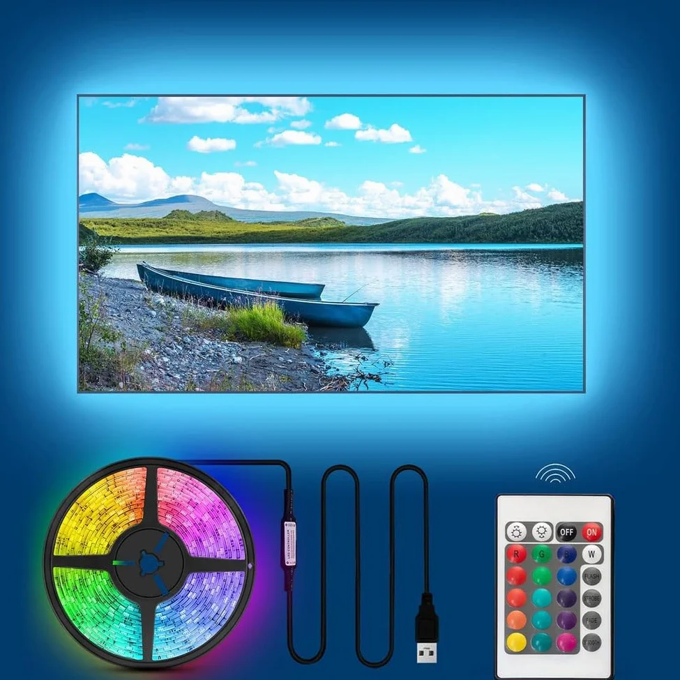 Barra luminosa a LED RGB, illuminazione ambientale alimentata tramite USB, per TV e computer, controllo app Bluetooth, striscia retroilluminata per sincronizzazione musicale