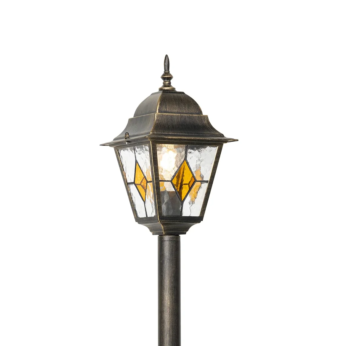 Qazqa antigua - Palo da giardino Classico - 1 luce - Ø 18.4 cm - Oro - Design I Rustico - Illuminazione esterna