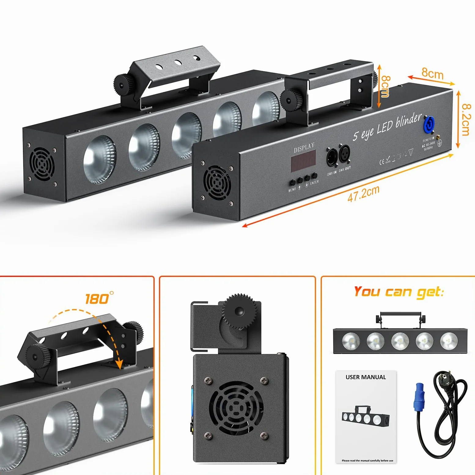 Barra Luminosa Wallwasher 60W, 5 PCS 4-in-1 RGBW COB LED Luce di Festa DJ Luce, Wallwasher dmx Effetti per Discoteca, Nozze, Interni/Esterni, Halloween DJ, 2 pezzo
