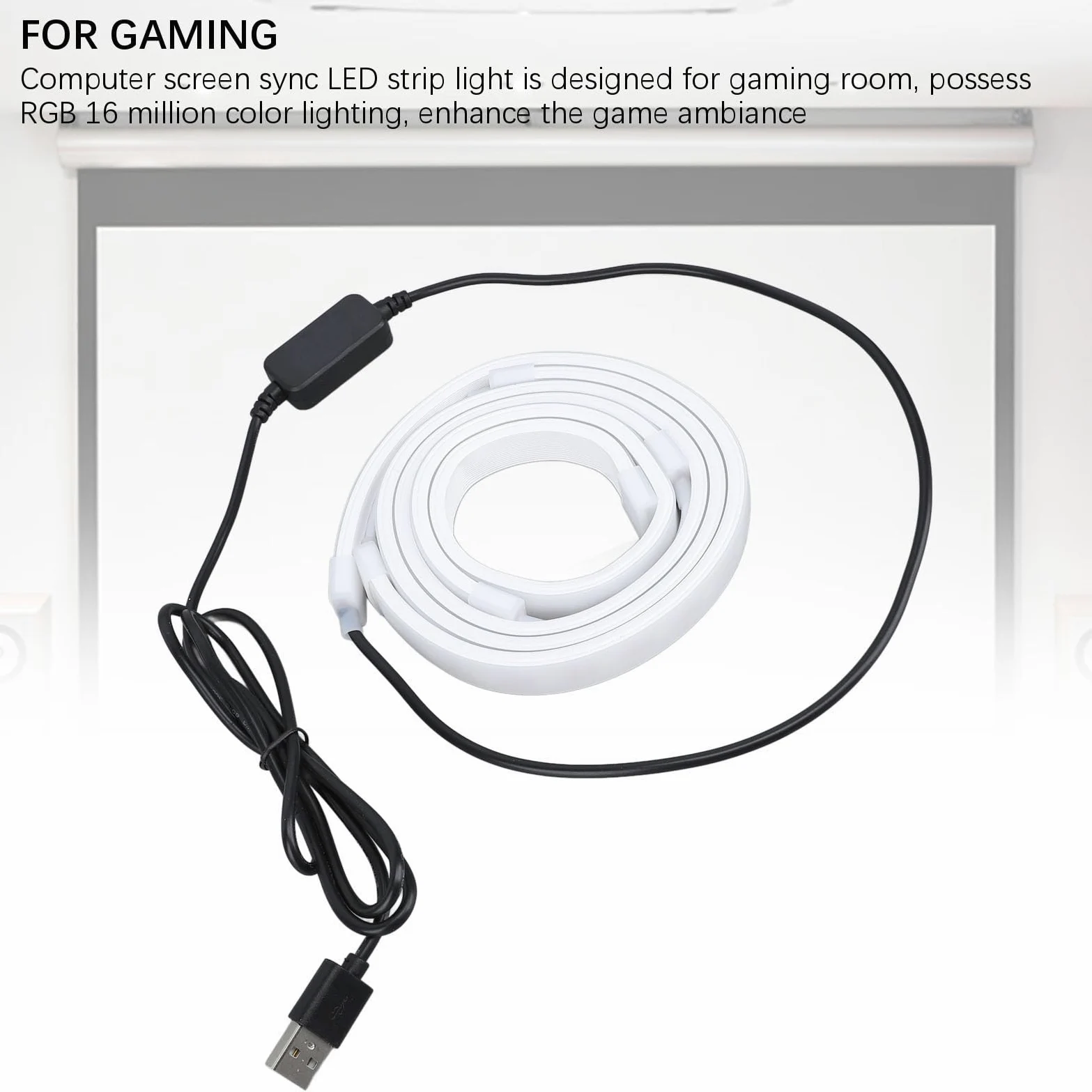 Asixxsix Backlight TV, Striscia LED RGB USB Light RGB Gaming Ambient Lighting Sync con modalità Colore Schermo per PC Display da 24 Pollici