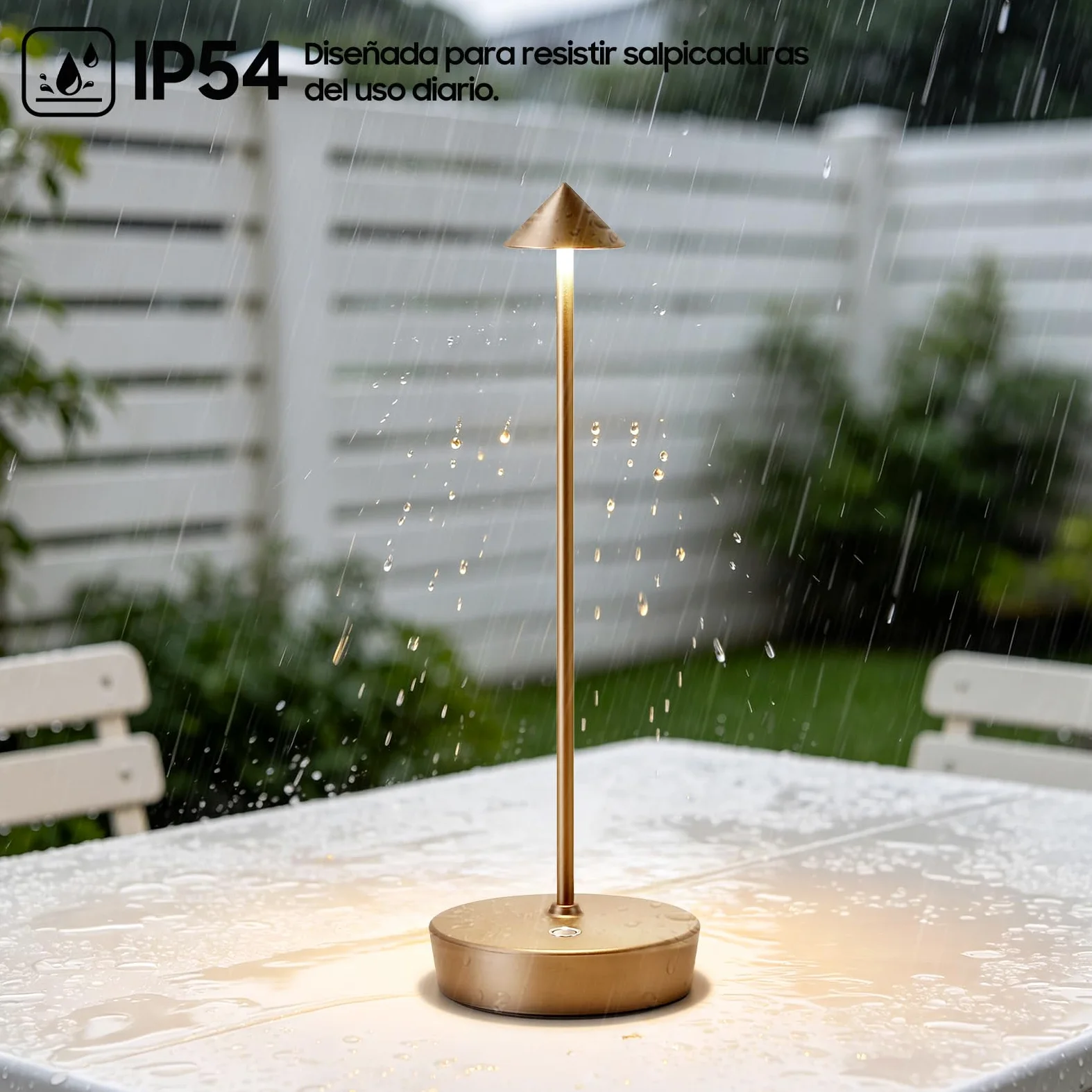 Lampada da Tavolo Senza Fili Ricaricabile,Lampada Led da Tavolo,3 Modalità di Colore, IP54, per Interni/Esterni, Ristorante (Bronzo)
