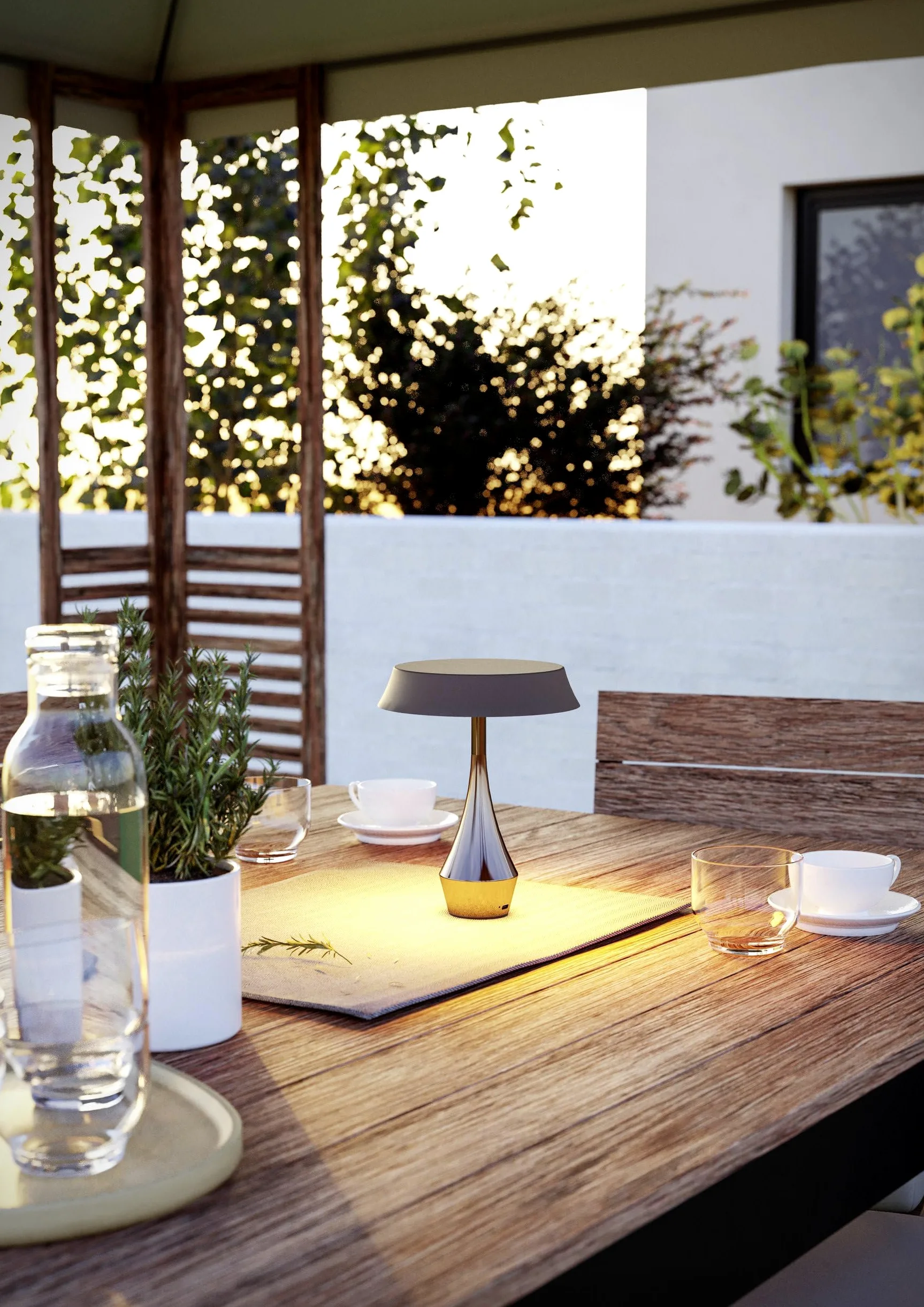 Eglo Lampada da tavolo LED senza fili Turcio, ricaricabile con batteria, touch dimmerabile, luce decorativa da esterno in metallo bronzato, IP44