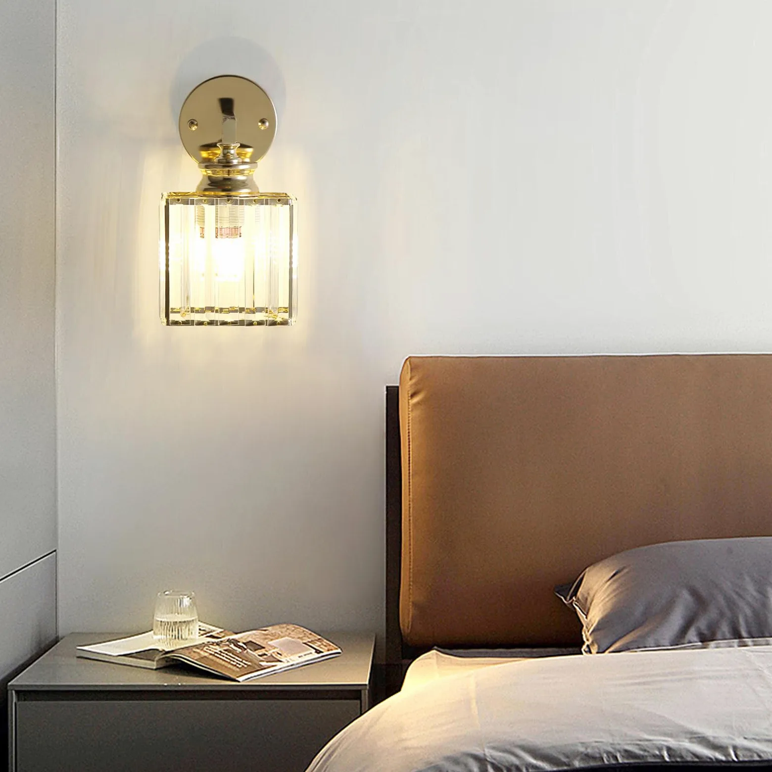Applique Moderna In Cristallo, E27 Lampada Da Parete In Cristallo Oro, Per Camera Da Letto Soggiorno Sala Da Pranzo Corridoio Illuminazione