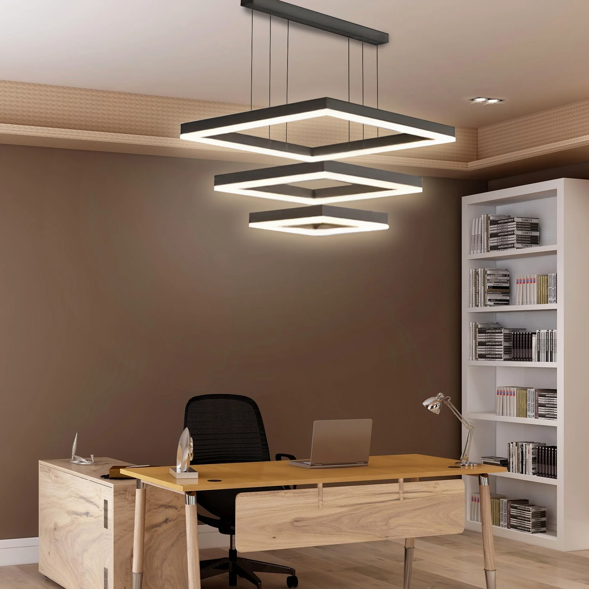 Arcadia Lampadario Led Soffitto a Sospensione Moderno con Luce Calda e Fredda Dimmerabile, Telecomando e App per Cellulare - Lampadario Camera da Letto, Soggiorno, Cucina e Cameretta - 5500 LM 60 Cm