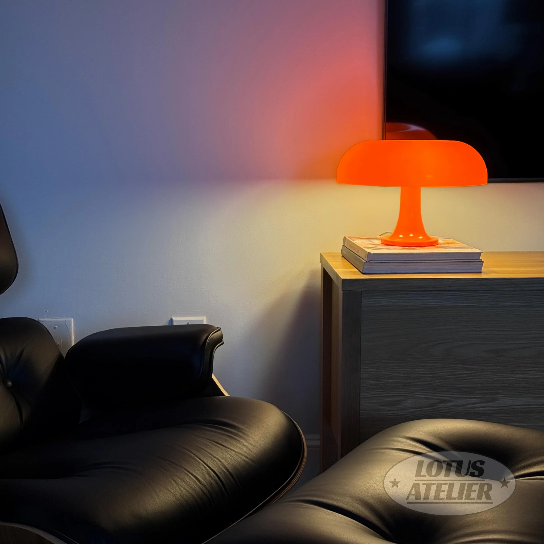 Lotus Atelier Lampada a fungo arancione per stanza, illuminazione estetica moderna per camera da letto, decorazione retrò per soggiorno (arancione)