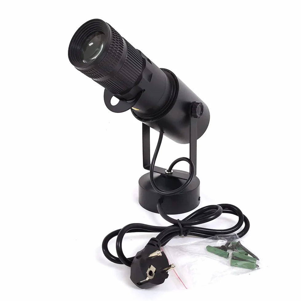 Faretto LED bianco da 15W con diaframma a iride regolabile, faretto rotante, proiettore, luce Par, luce pubblicitaria, luce da palcoscenico, illuminazione pinspot, effetto luminoso per matrimonio