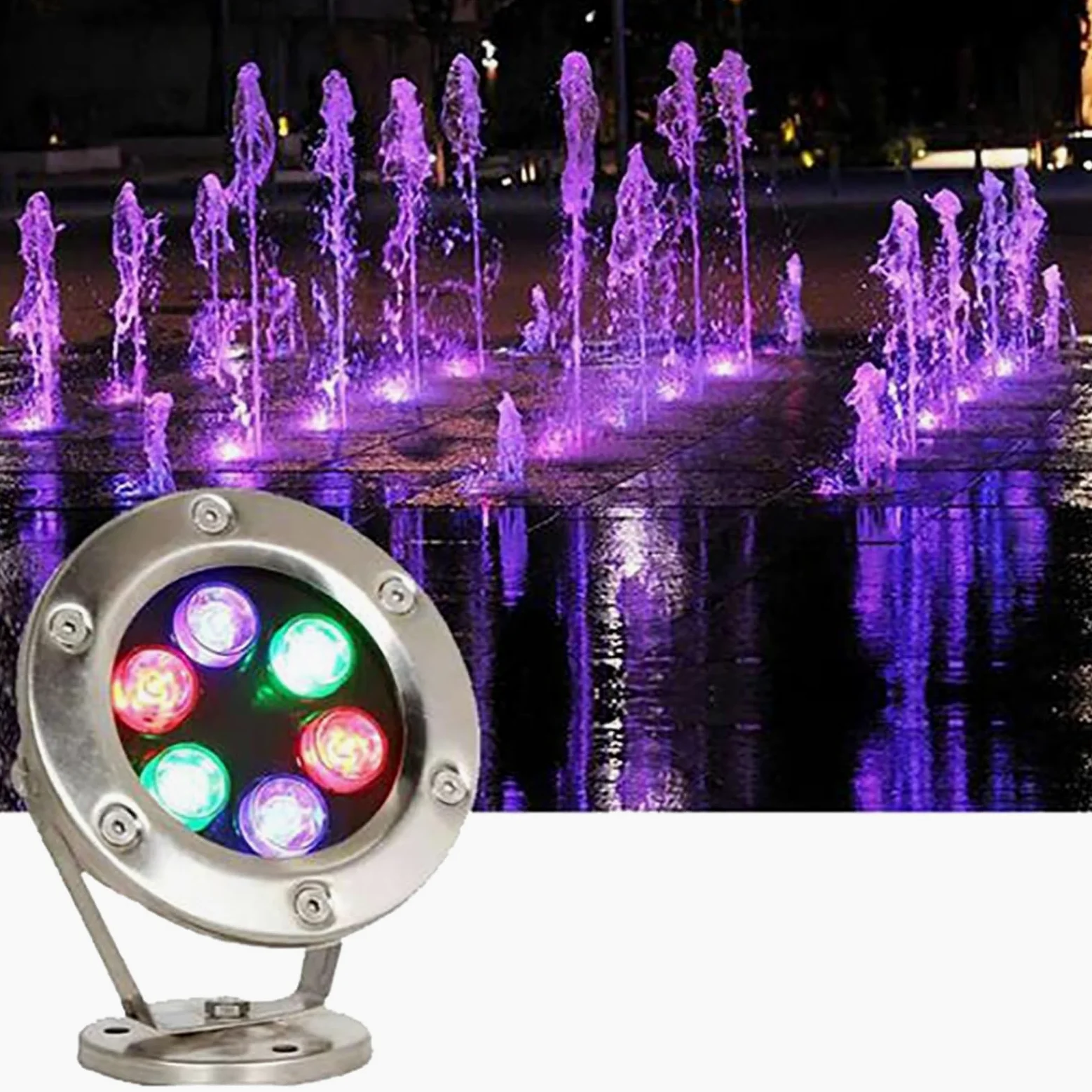 Luce subacquea a LED sommergibile, fascio di luce faretto 24V, luci paesaggistiche impermeabili IP68, for piscina, fontana, illuminazione for stagno(Cool White,9W)