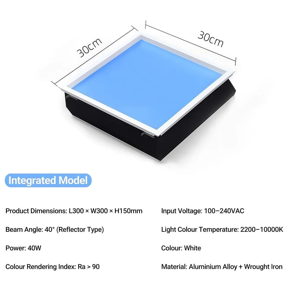 Lucernario artificiale a LED con effetto luce naturale, illuminazione da incasso per camera da letto, soggiorno, corridoio, bagno