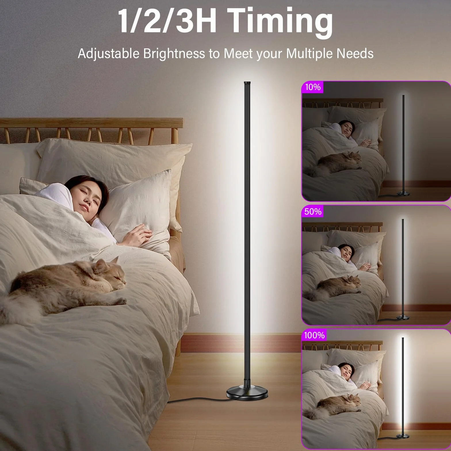 NIKYJM Lampada da Terra LED, 145cm Lampada RGB da Terra Piantana Lampada da Terra con Telecomando e Bluetooth APP, 16 Milioni Colori e 300 Modalità, Musica Sincronizzazione e Timer, DIY Modalità