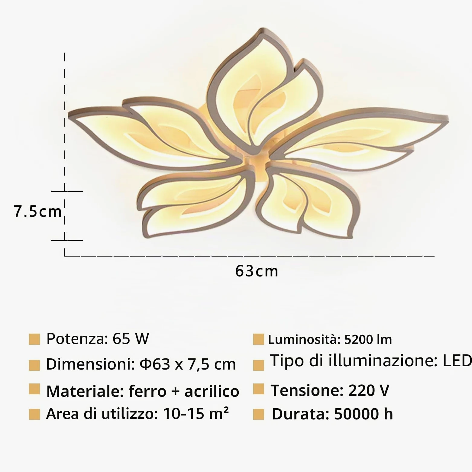 Yuanfenghua Lampadario camera da letto, 40W plafoniera Led soffitto, lampada da soggiorno con telecomando (70 X 6,5 cm)