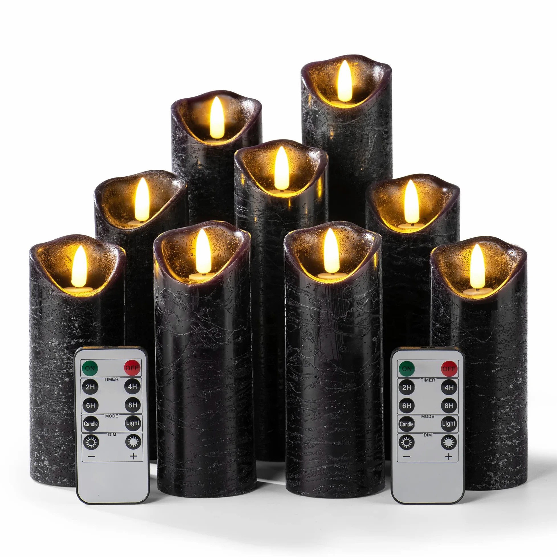 Candele senza fiamma, a batteria, set da 12 (diametro: 7,6 cm x altezza: 10,2 cm), candele a pilastro in vera cera, senza fiamma, con telecomando e timer (colore avorio)