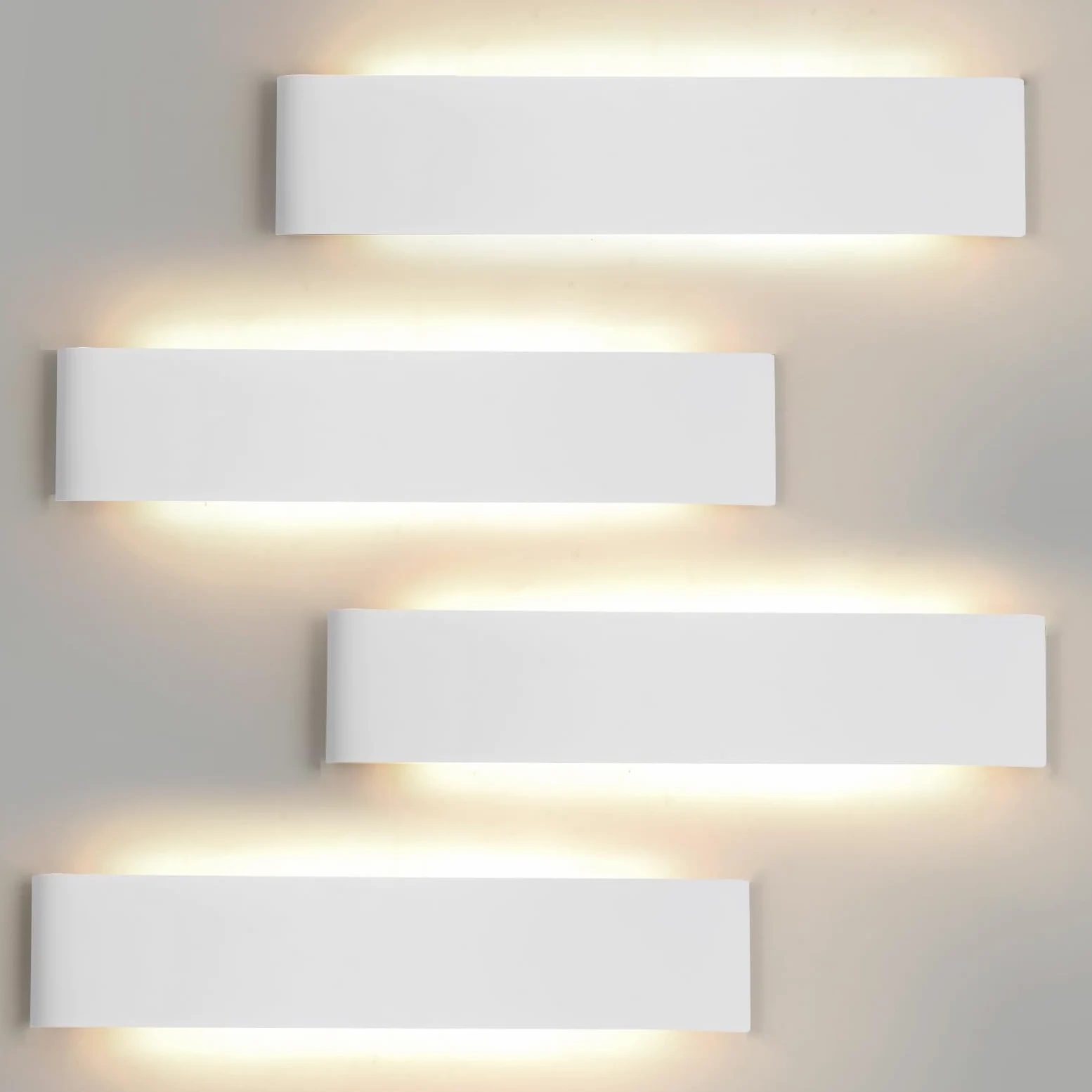 YCZM Applique da Parete Interno 24W,Lampada LED Parete Interni 3000K/4000K/6500K Temperature a tre colori opzionale,Applique LED da Parete Interno 38CM 2880LM,Lampada a Muro 4 Pezzi Bianco