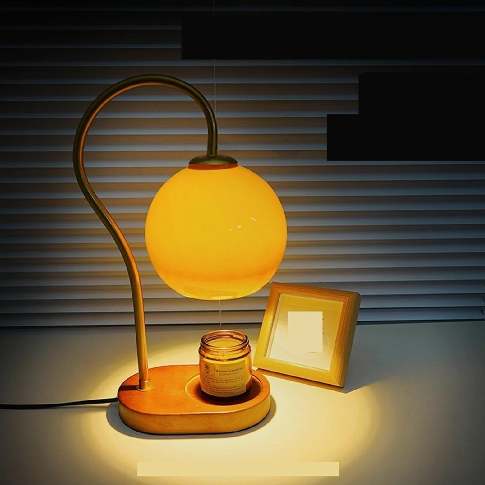 Lampada da comodino Lampada da tavolo rotonda for interni della camera letto, con sfumatura di colore retrò, comodino Lampade per la camera da letto