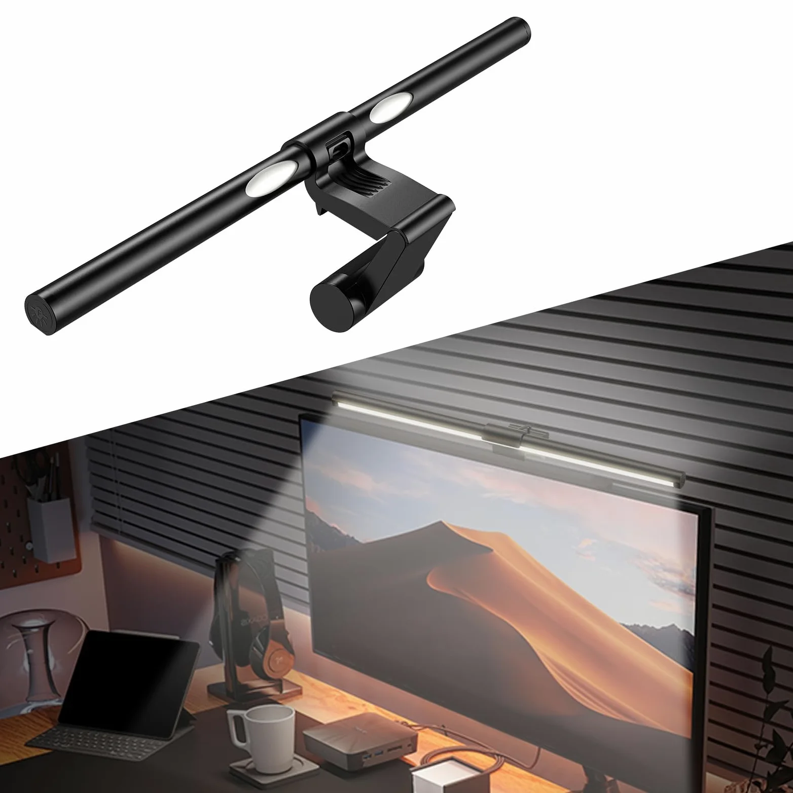 Barra luminosa per monitor per la cura degli occhi, lampada da scrivania a LED asimmetrica con oscuramento continuo, nessun riflesso dello schermo per monitor da 17-35 pollici, perfetta per casa e
