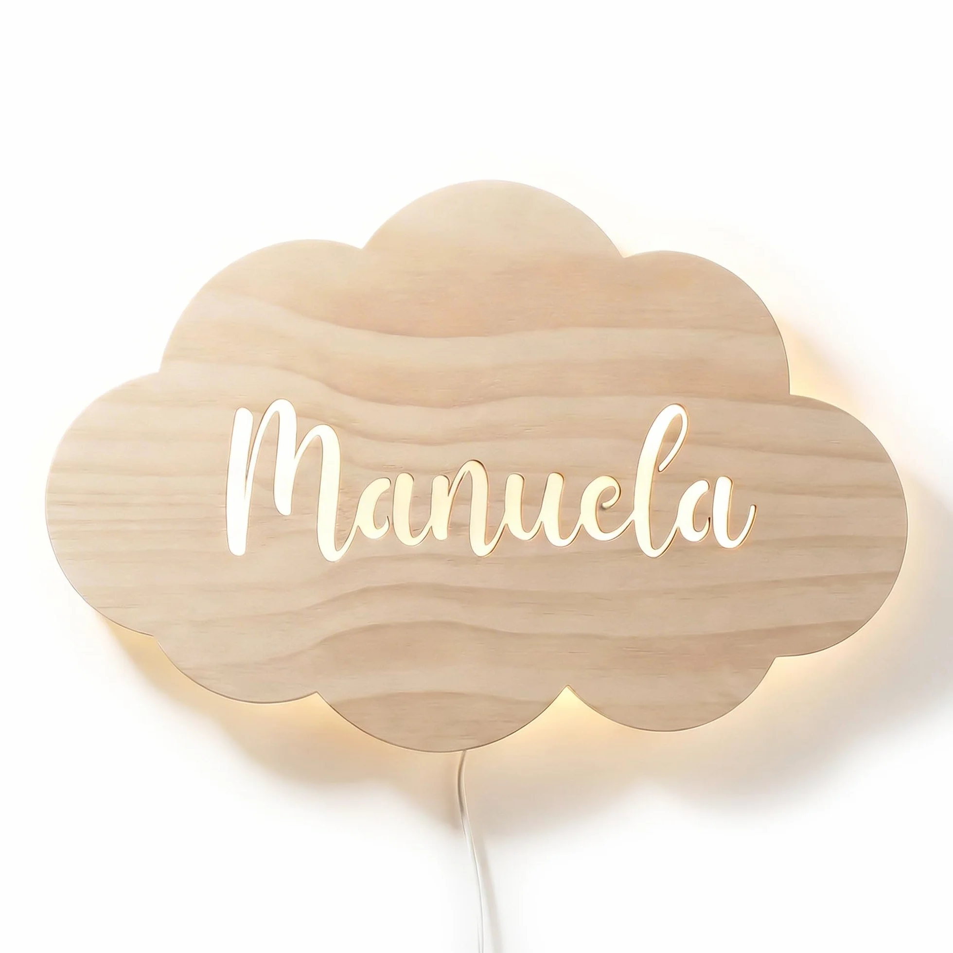 Dehome Lampada da Parete Personalizzata a LED a Forma di Nuvola per la Stanza dei Bambini - Lampada per Bambini Bianca Calda con Nome - Regalo Personalizzato