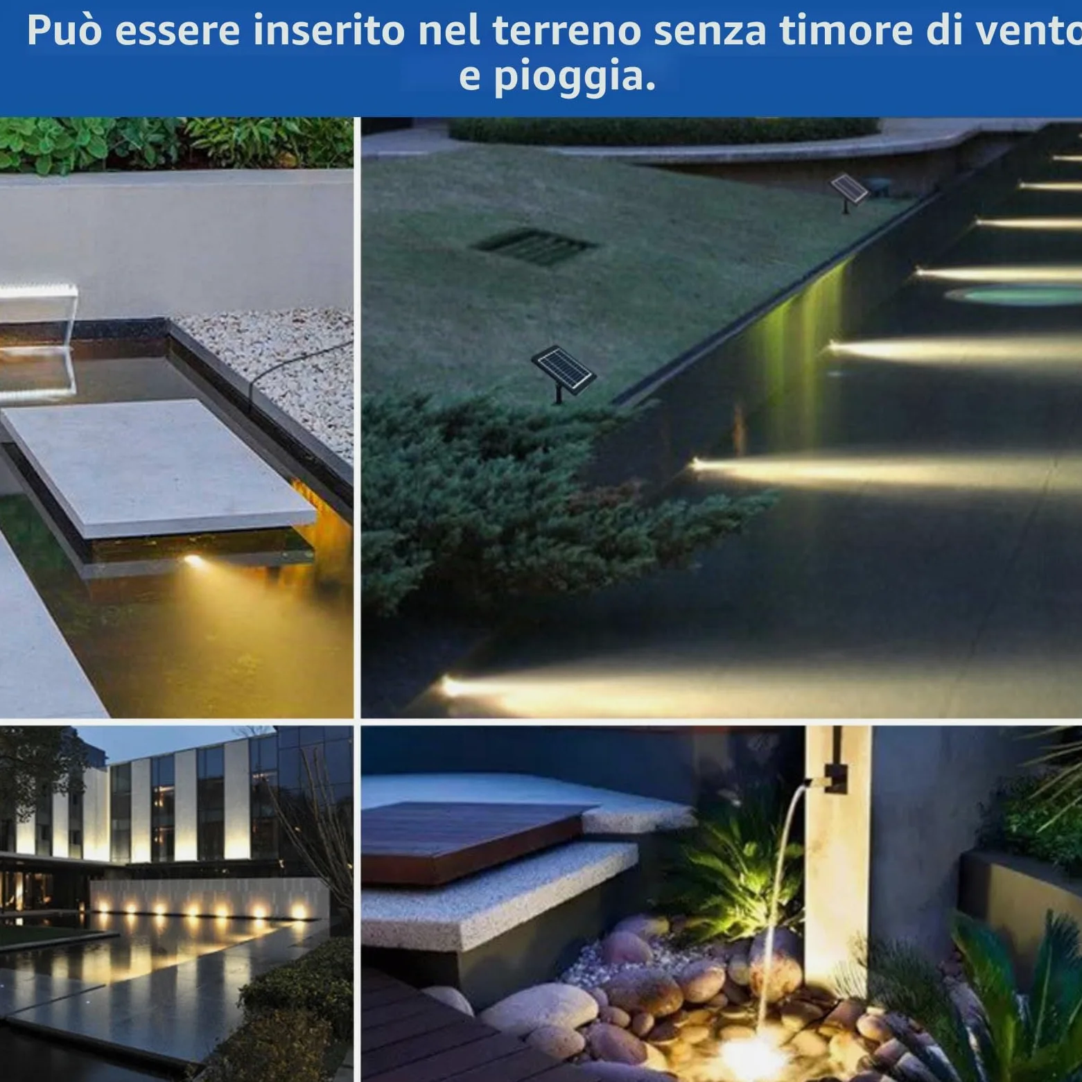 Jadeshay Luce Piscina Pannello Solare Policristallino 6V/2W Laghetto da Giardino Esterno con 1W 3 Lampade Faretto Paesaggistico Impermeabile per Laghetto da Giardino