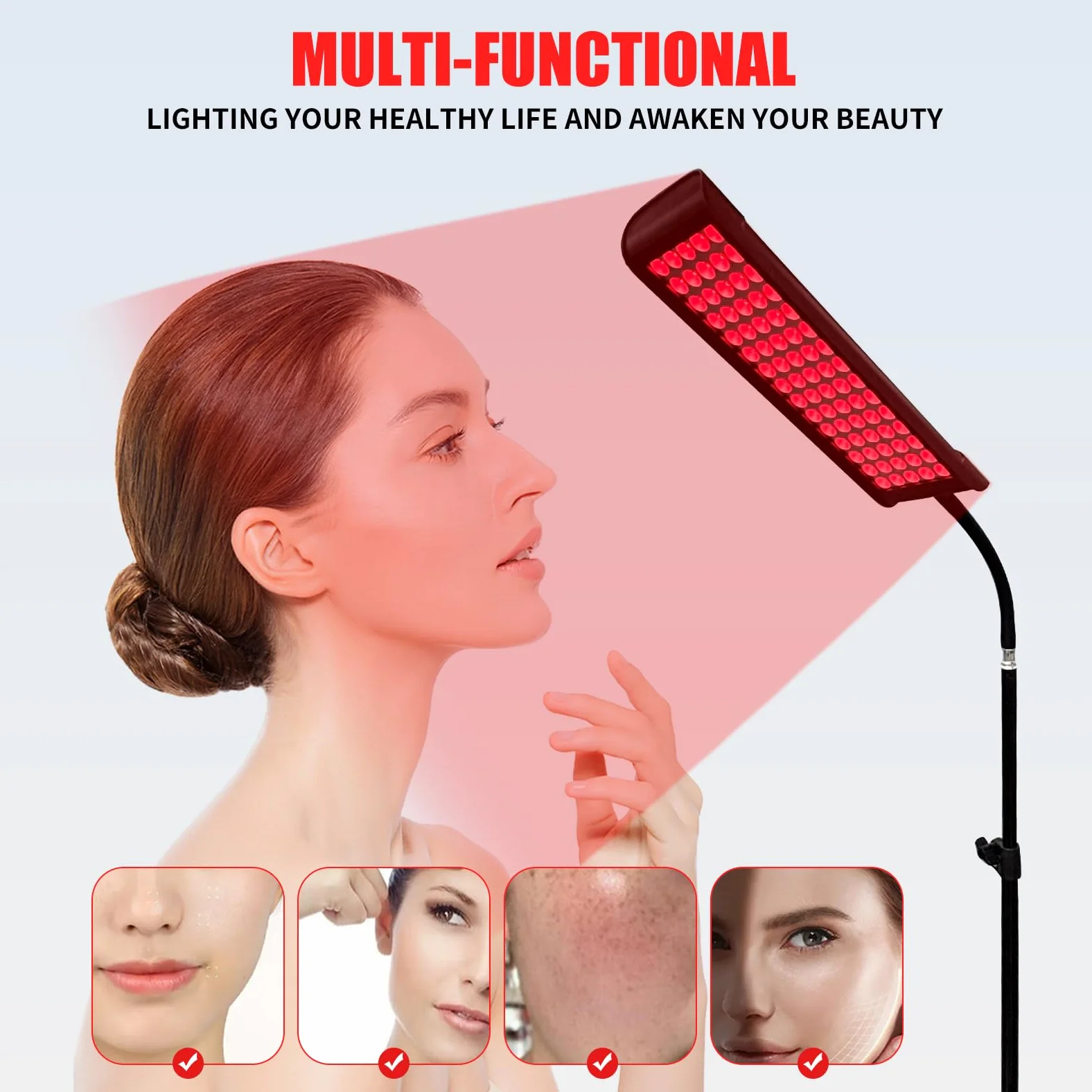 Lampada a luce rossa per corpo, lampade a luce infrarossa con supporto, 660 nm rosso e 850 nm vicino all'infrarosso dispositivo a luce rossa per tutto il corpo