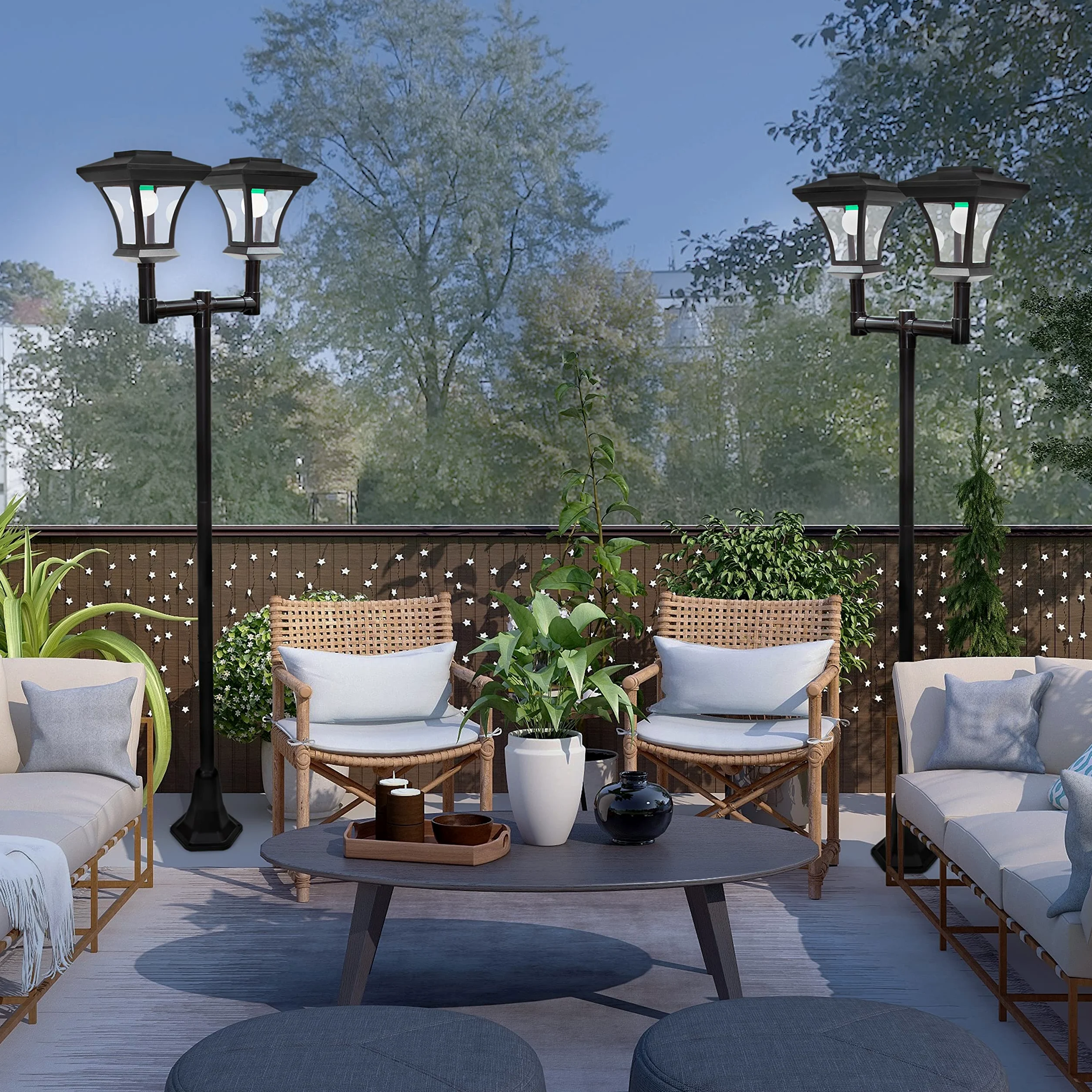 GardenKraft 19510 - Lampada da Giardino a energia Solare, 1,7 m di Altezza, Illuminazione Decorativa per Esterni, 12 luci LED Bianche Luminose, Resistente alle intemperie