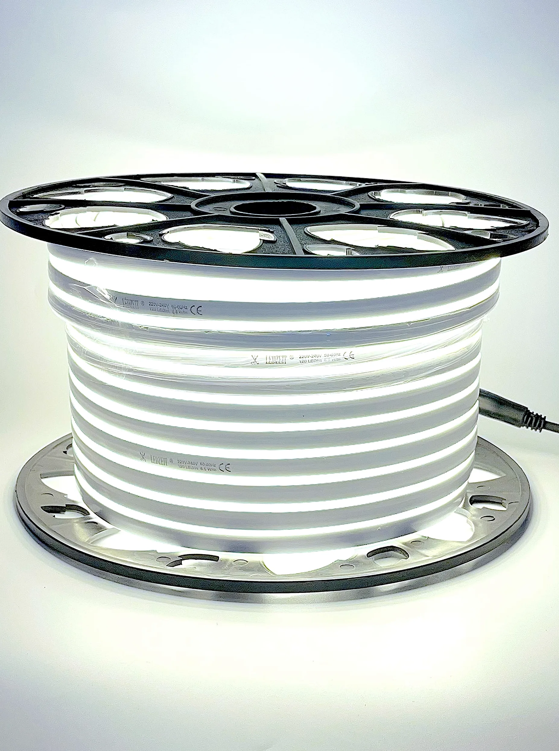 Profi Serie- LED neon flex Striscia di luce 50m esterno e interno, bianco freddo 6500K, dimmerabile, 220V-240V, strip, impermeabile, flessibile. per edifici, negozi, progetti, decorazione