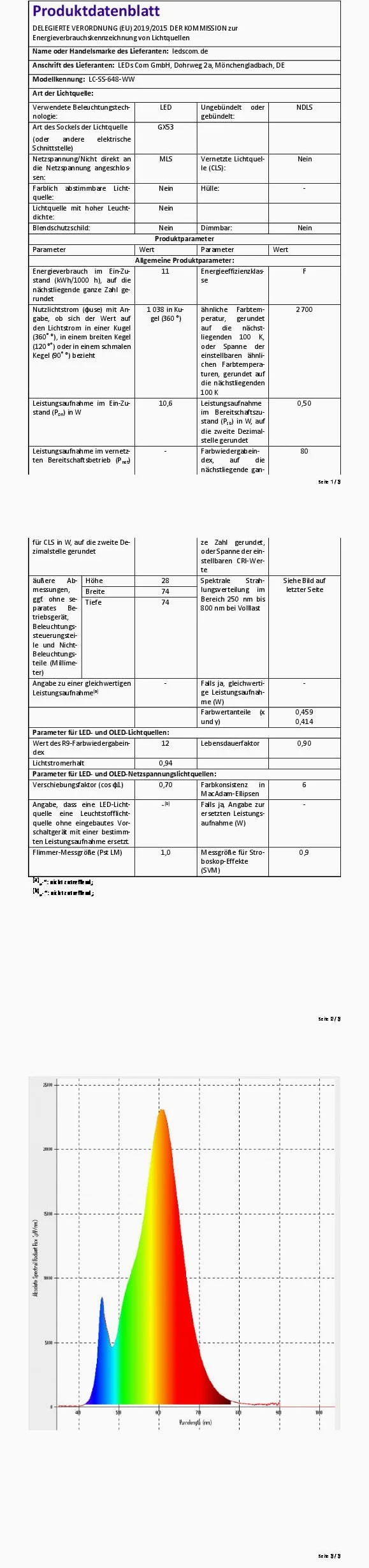 ledscom.de Faretto da giardino a LED BULA con picchetto a terra per uso esterno, acciaio inox, incl. lampada GX53 10.063W 1038lm 120° bianco caldo