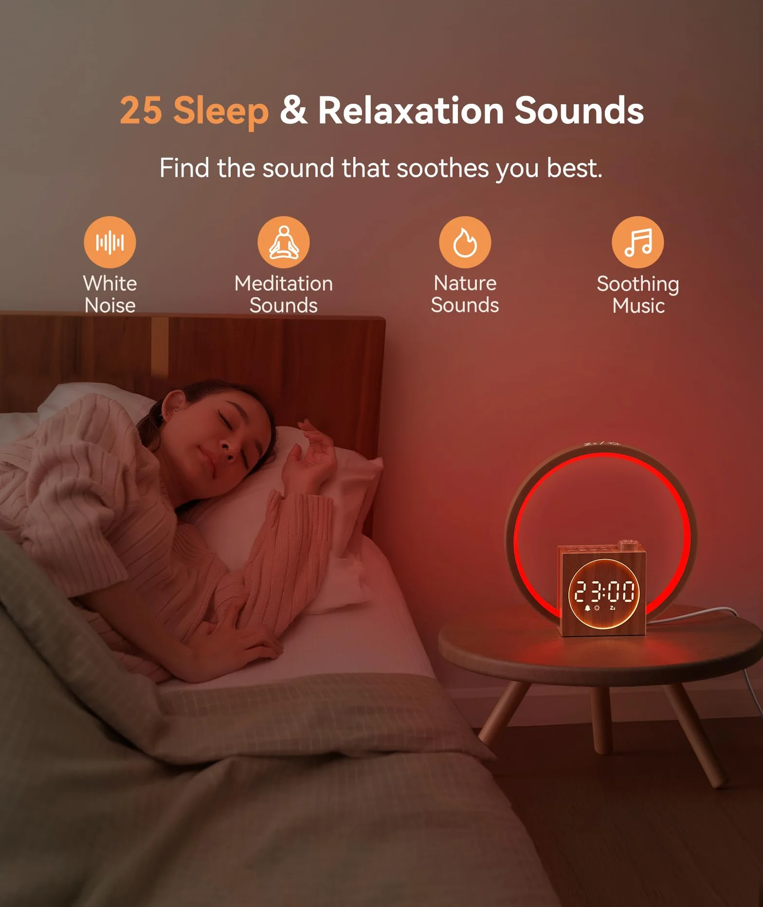 Dreamegg Lampada da Comodino con Sveglia - Sunrise Alarm Clock con 20 Livelli di Iuminosità, 12 Modalità di Illuminazione, Controllo Tattile, Aiuto Sonno per Neonati e Adulti, 25 Suoni Rilassanti