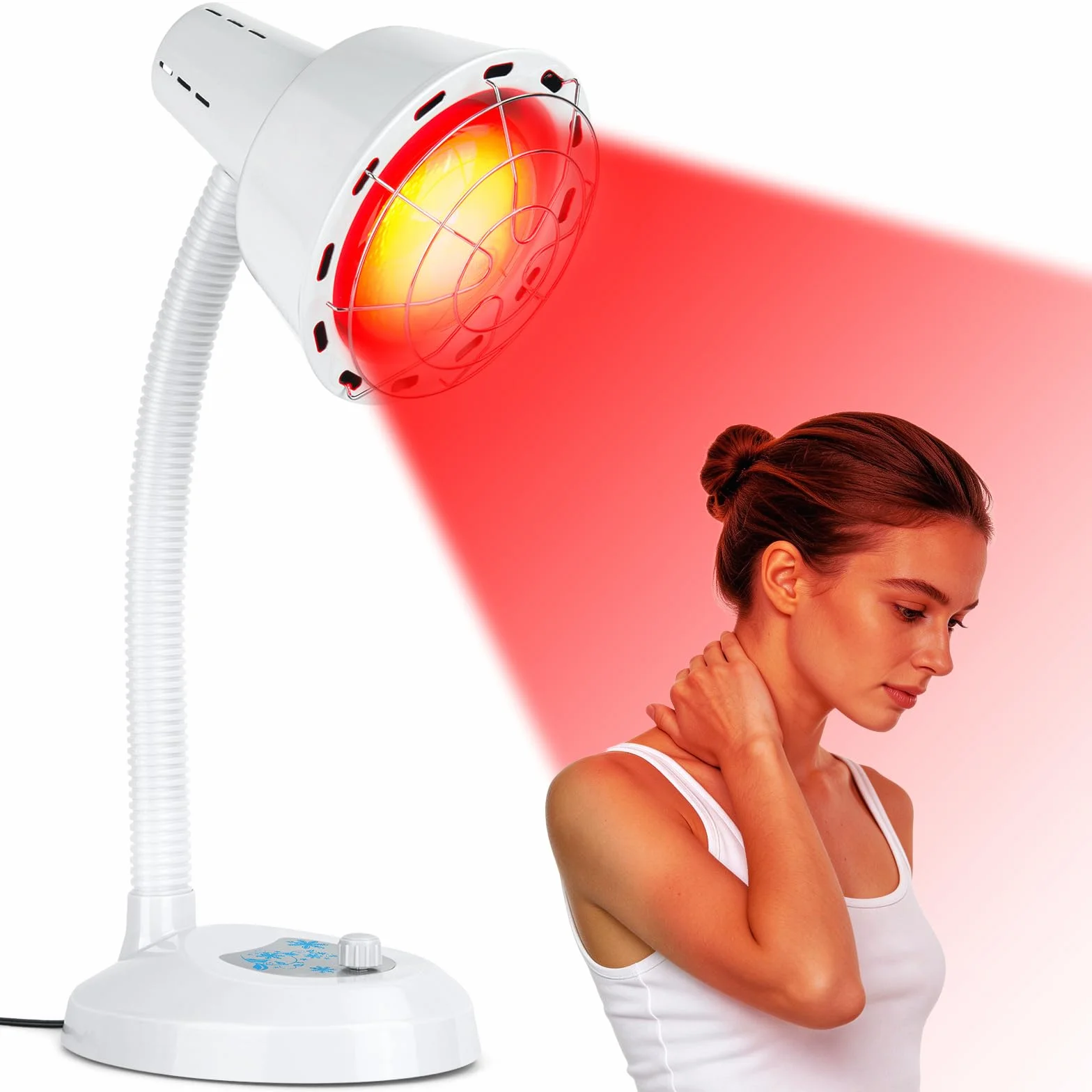 Cozion Lampada a luce rossa da 275 W, con griglia di protezione